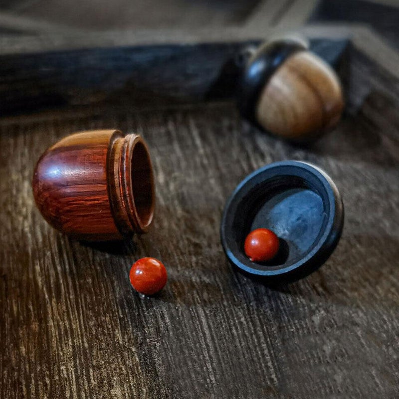 Wooden Travel Pill Case, Log color Solid Wood Medicine Pill Box, Acorn Shape Pill Organizers, Granule Capsules Storage Box Medicine for Outdoor (Pear) - Image 5